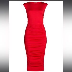 Sofia Vergara Red Ruched Bodycon Dress